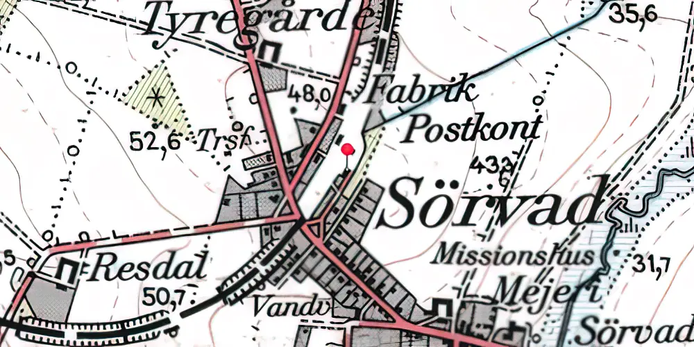 Historisk kort over Sørvad Station