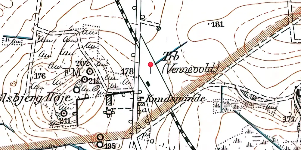 Historisk kort over Vennevold Station