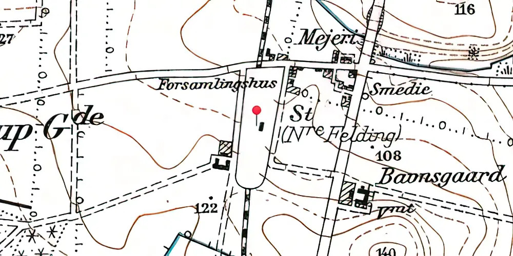 Historisk kort over Nørre Felding Station