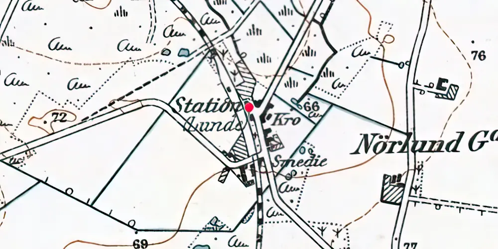 Historisk kort over Lunde J Station