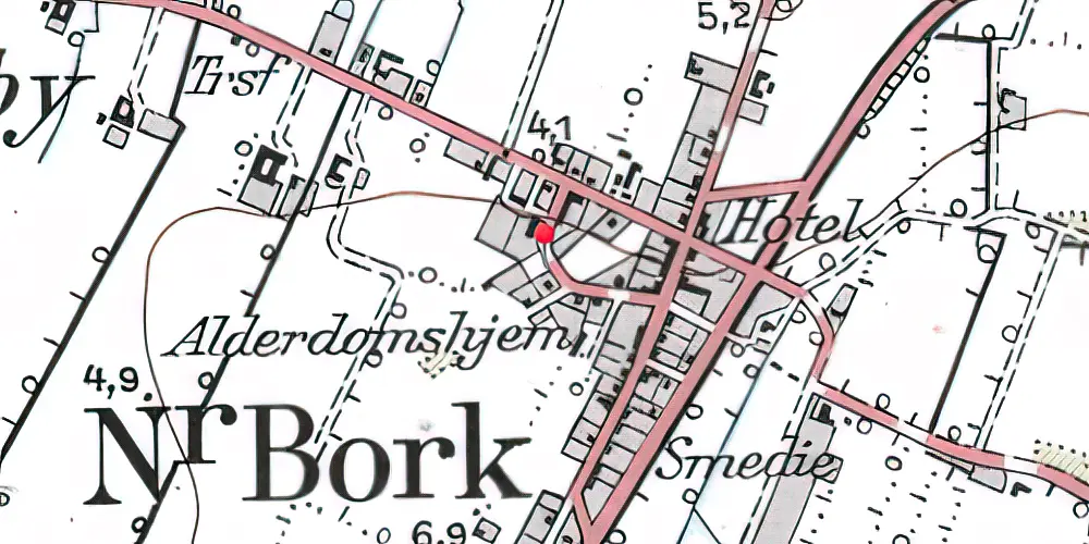 Historisk kort over Nørre Bork Station