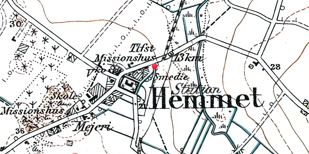 Historisk kort over Hemmet Station