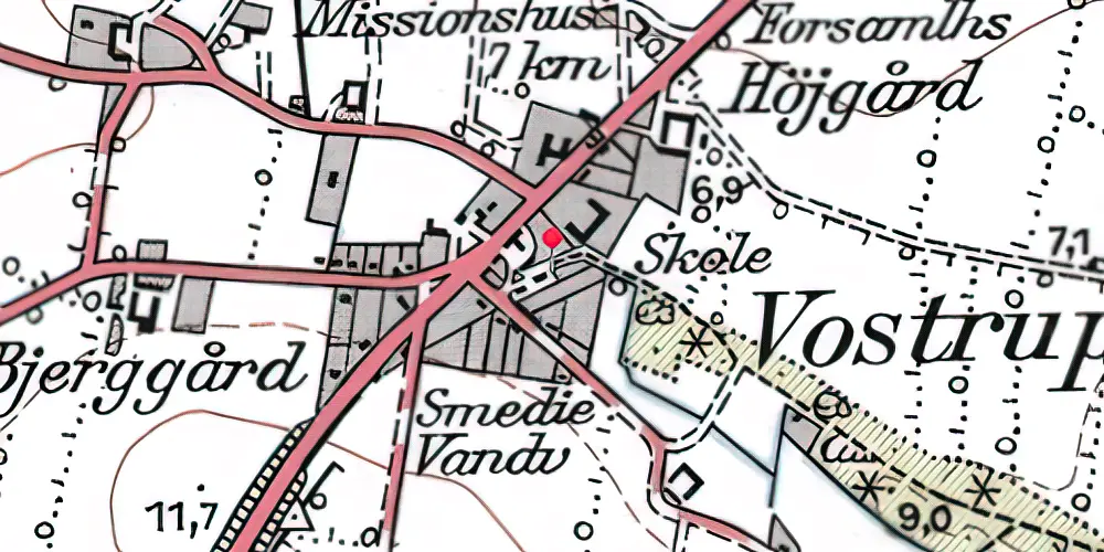 Historisk kort over Vostrup Station