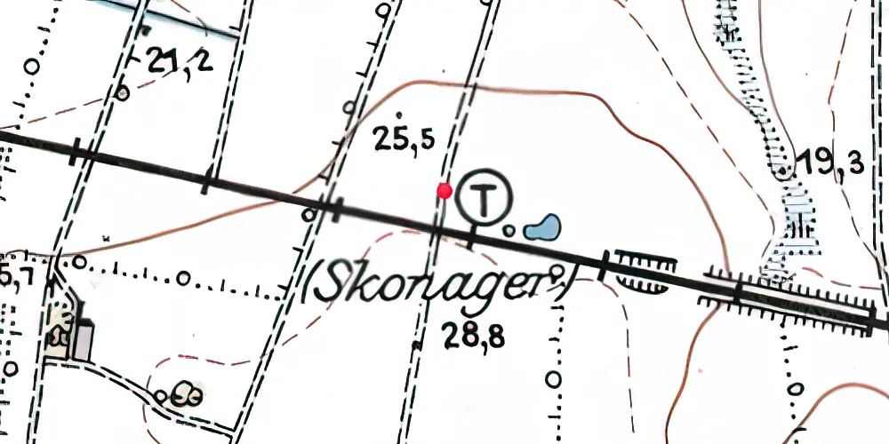 Historisk kort over Skonager Trinbræt 