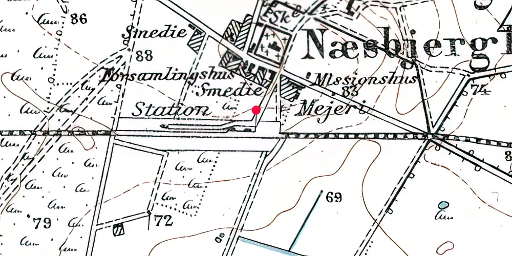 Historisk kort over Næsbjerg Station