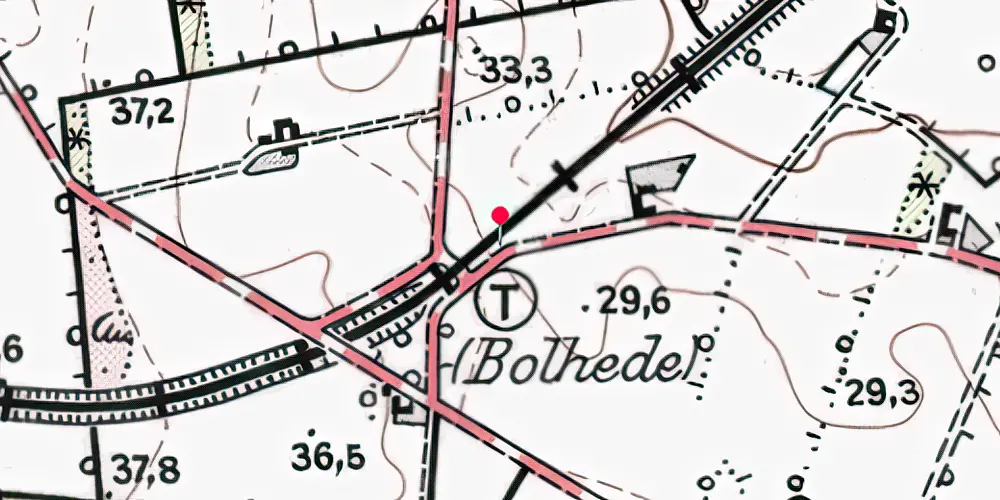Historisk kort over Bolhede Trinbræt med Sidespor