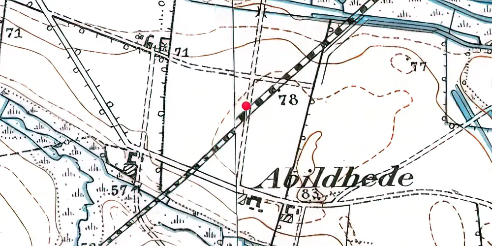 Historisk kort over Abildhede Trinbræt