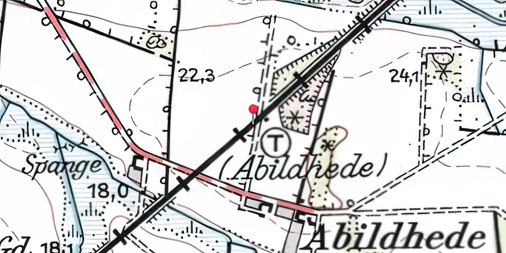 Historisk kort over Abildhede Trinbræt