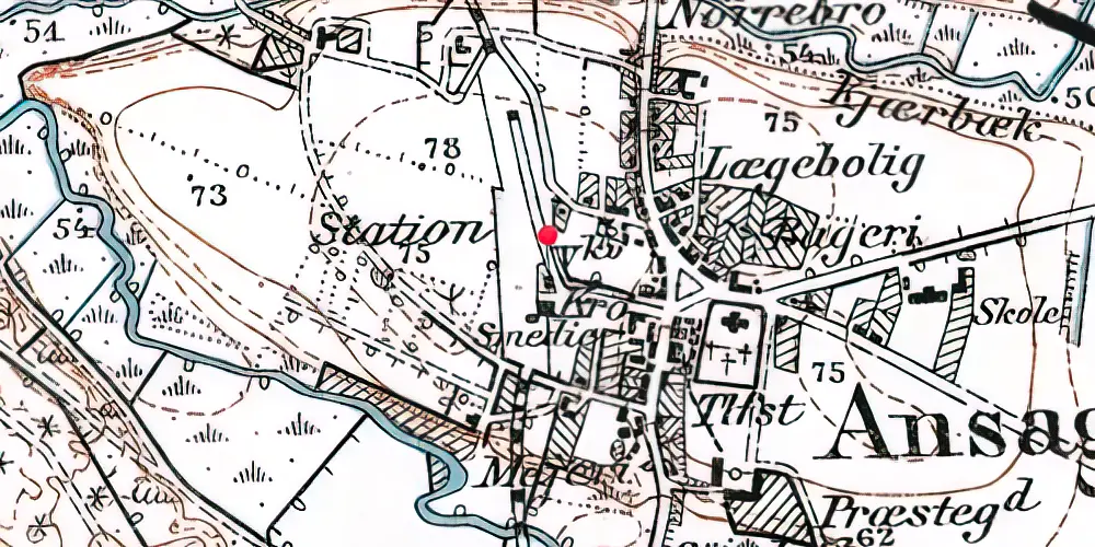 Historisk kort over Ansager Station 