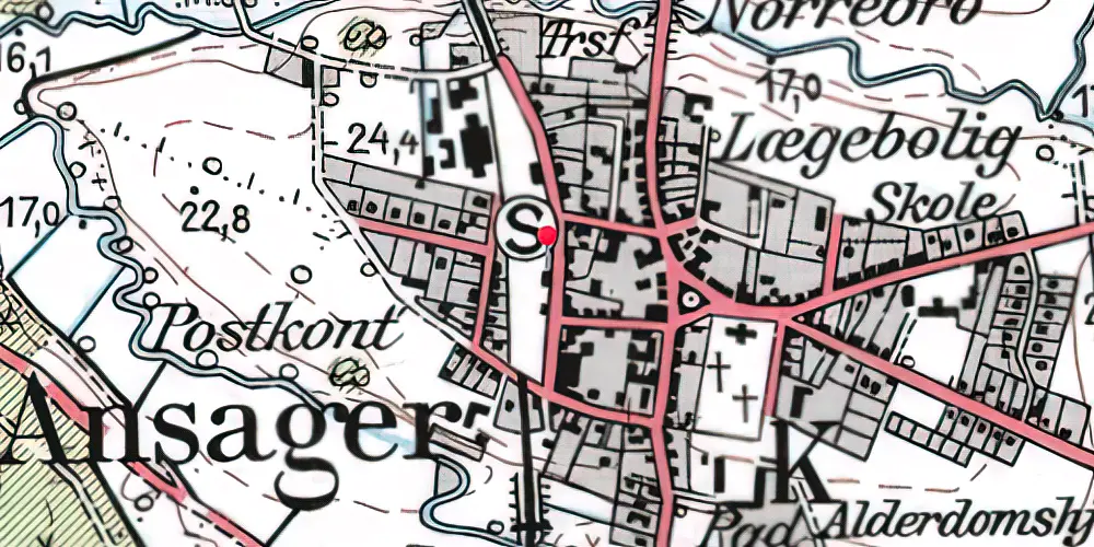 Historisk kort over Ansager Station 