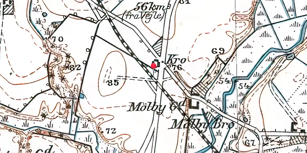 Historisk kort over Mølby Kro Trinbræt 