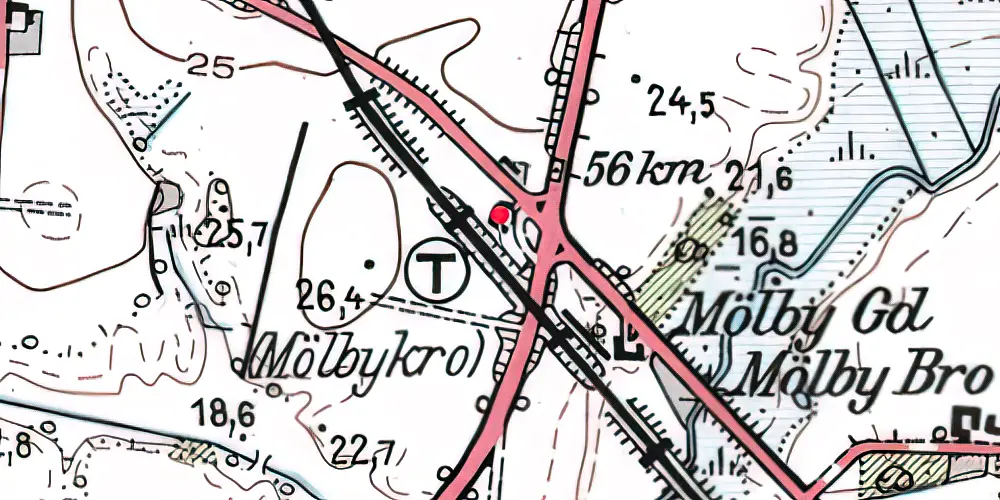 Historisk kort over Mølby Kro Trinbræt