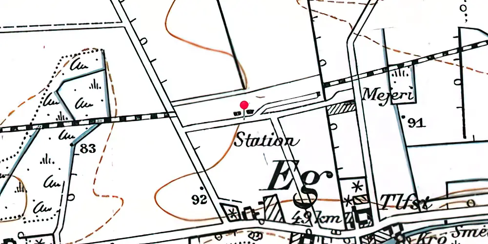 Historisk kort over Eg Station