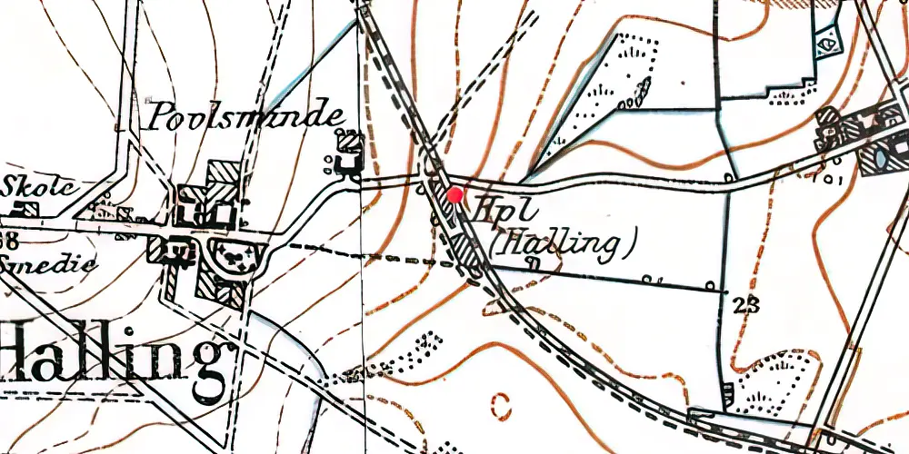 Historisk kort over Halling Station