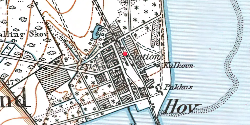 Historisk kort over Hou Station