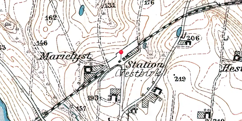 Historisk kort over Vestbirk Station
