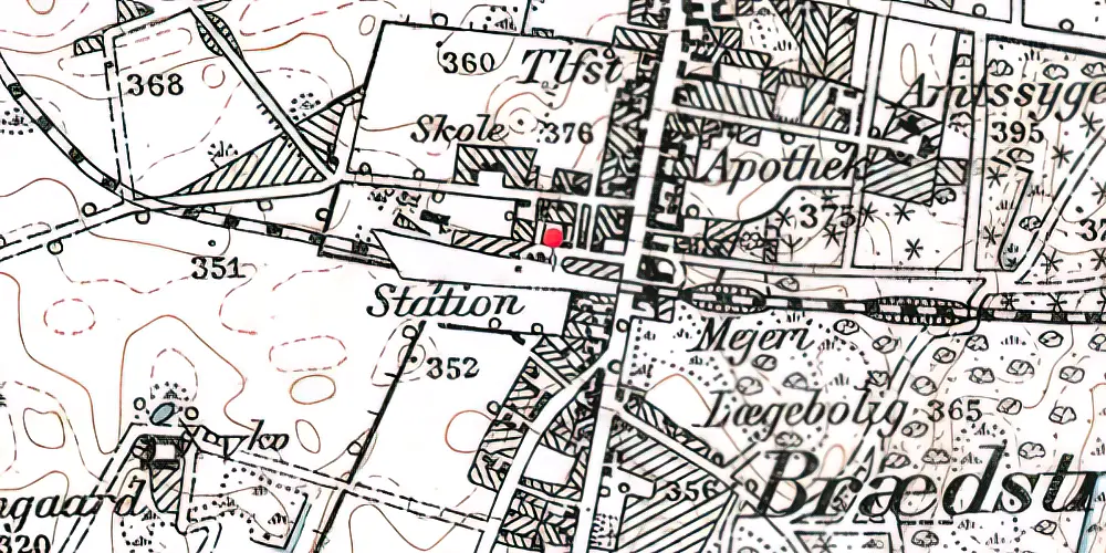 Historisk kort over Brædstrup Station