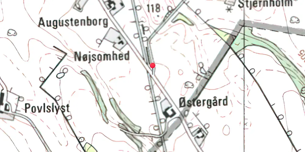 Historisk kort over Vinding Østergaard Trinbræt