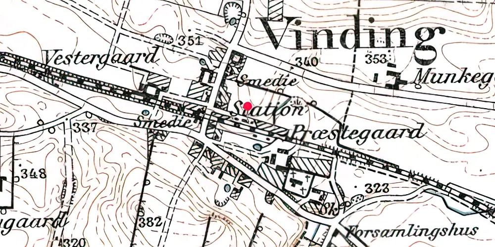 Historisk kort over Vinding Station