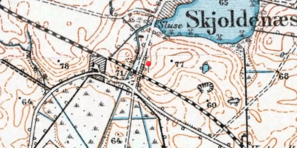Historisk kort over Skjoldenæsholm Billetsalgssted