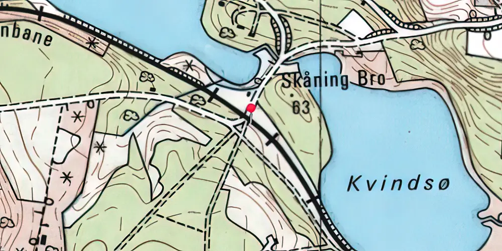 Historisk kort over Skåningbro Trinbræt 