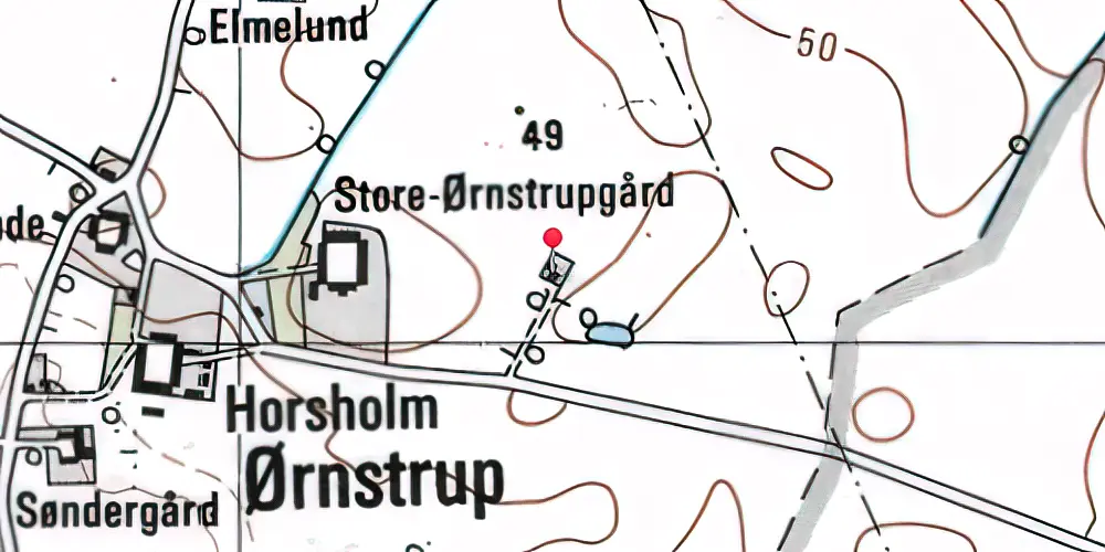 Historisk kort over Ørnstrup Holdeplads med sidespor