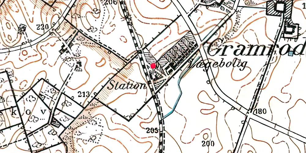 Historisk kort over Gramrode Station