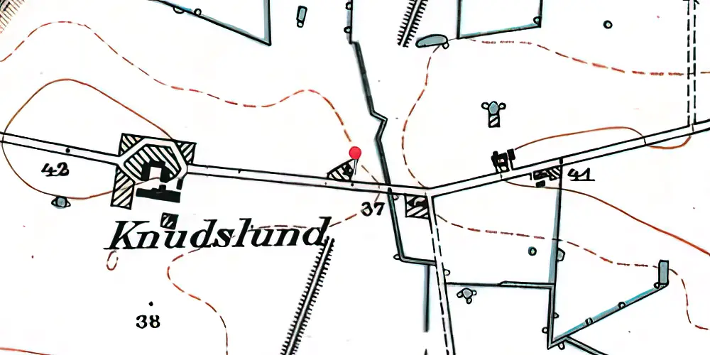 Historisk kort over Knudslund Trinbræt