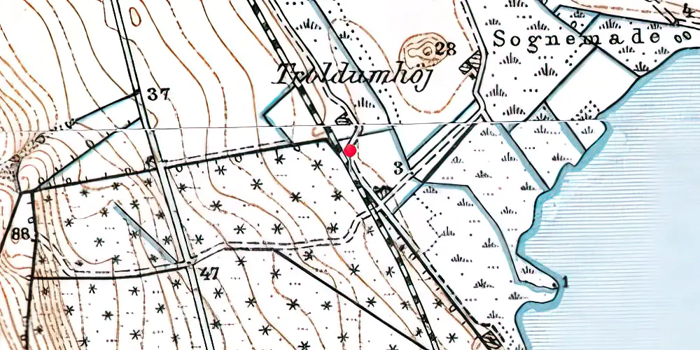 Historisk kort over Haldrup Strand Trinbræt 
