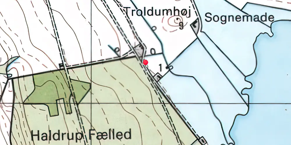 Historisk kort over Haldrup Strand Trinbræt 