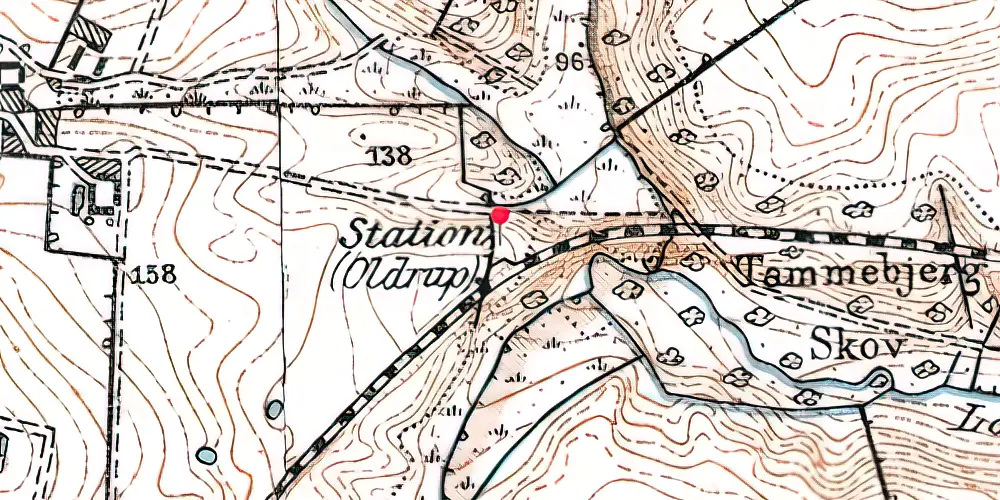 Historisk kort over Oldrup Trinbræt