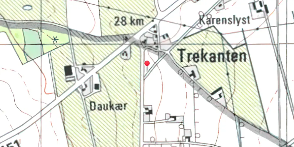 Historisk kort over Trekanten Trinbræt 