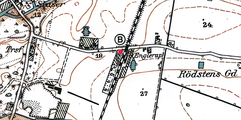 Historisk kort over Englerup Billetsalgssted 