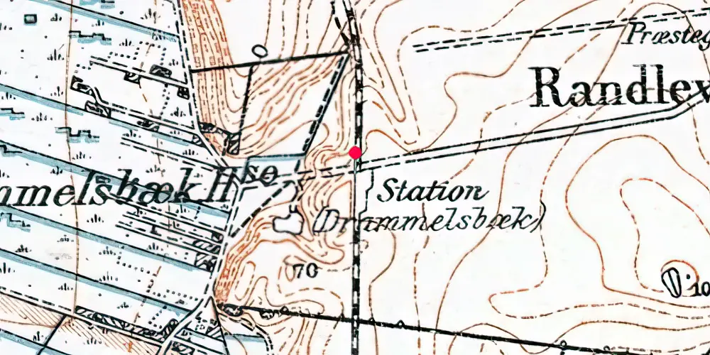 Historisk kort over Drammelsbæk Trinbræt