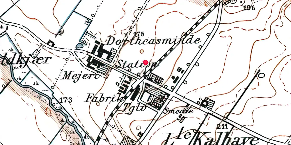 Historisk kort over Dortheasminde Trinbræt med Sidespor