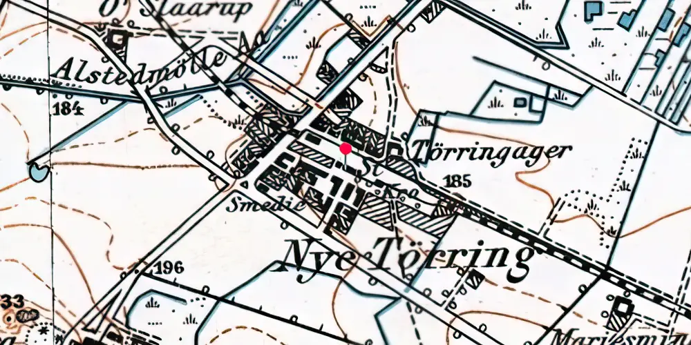 Historisk kort over Tørring Station 