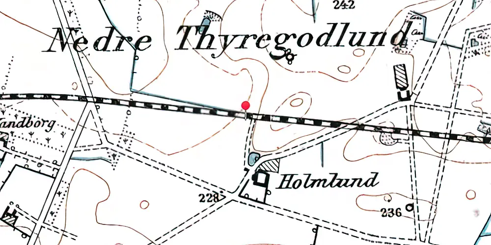 Historisk kort over Thyregodlund Trinbræt