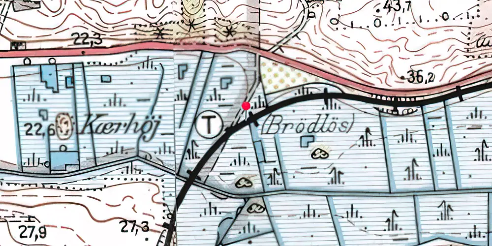 Historisk kort over Broløs Trinbræt 