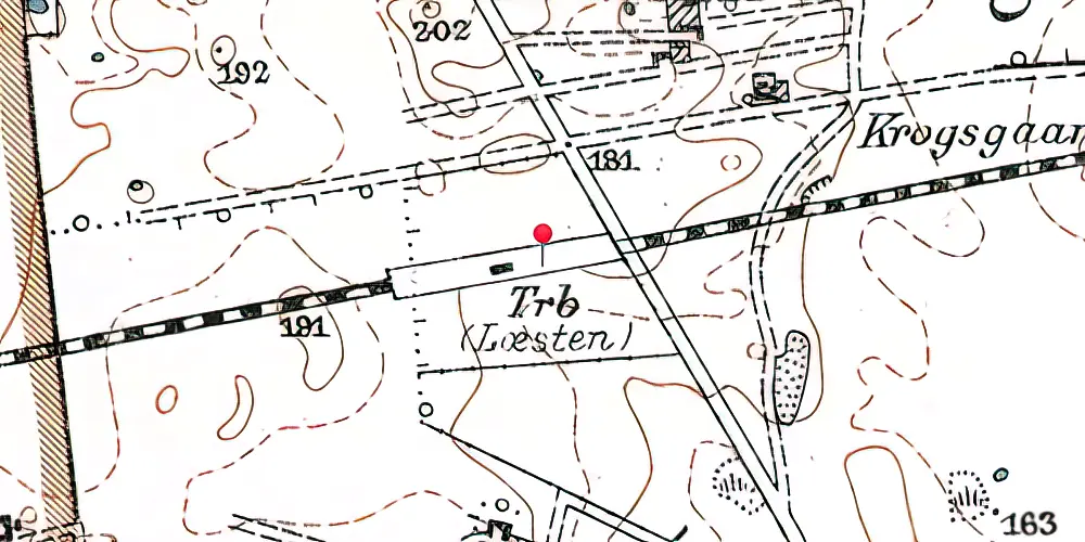 Historisk kort over Læsten Trinbræt med Sidespor