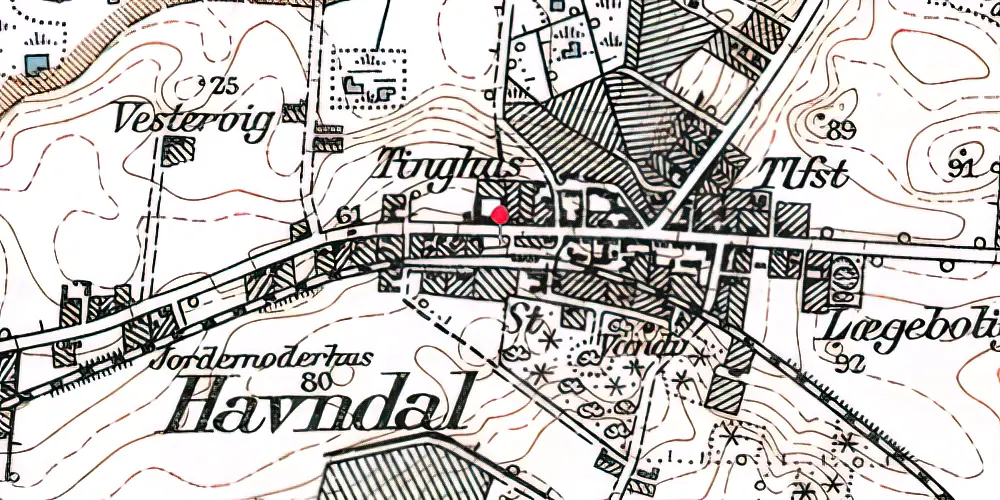Historisk kort over Havndal Station