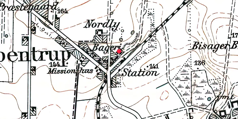 Historisk kort over Spentrup Station 