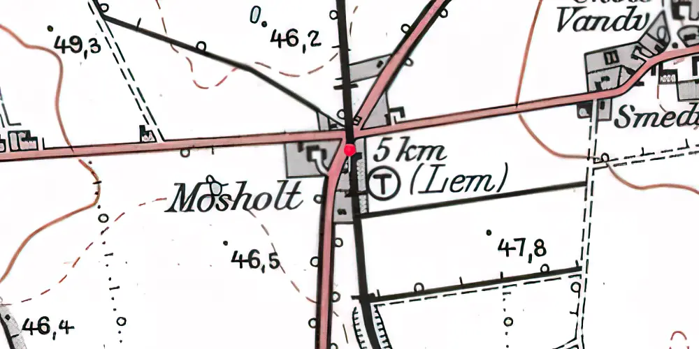 Historisk kort over Lem Trinbræt med Sidespor