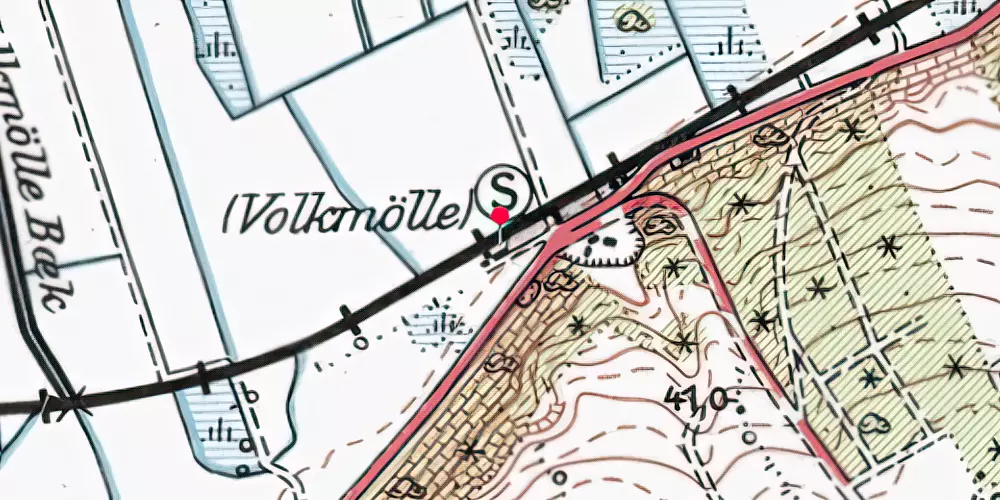 Historisk kort over Volkmølle Station 