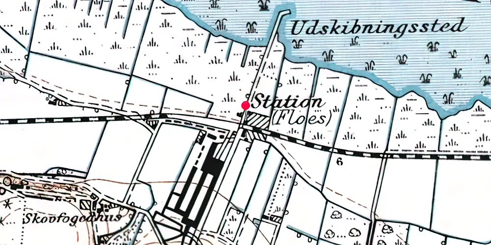 Historisk kort over Floes Billetsalgssted 