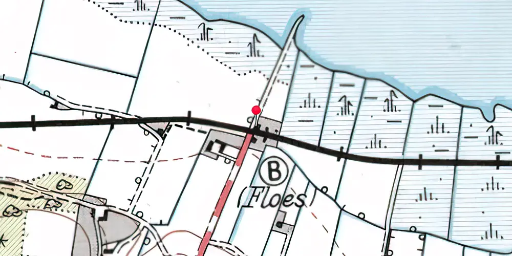 Historisk kort over Floes Billetsalgssted 