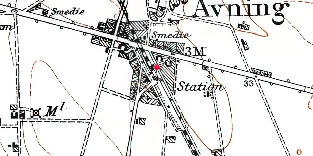 Historisk kort over Auning Station