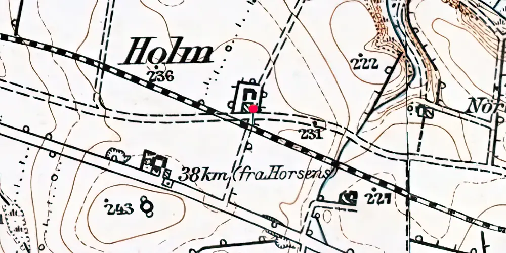 Historisk kort over Holmegårdene Trinbræt