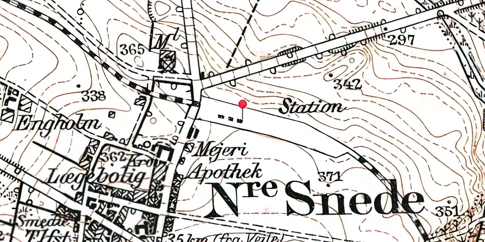 Historisk kort over Nørre Snede Station