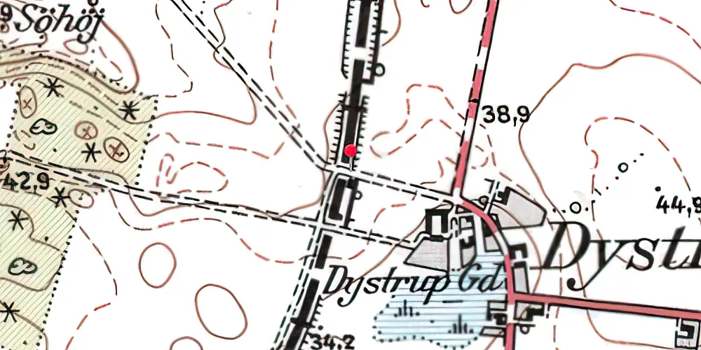 Historisk kort over Dystrup Trinbræt