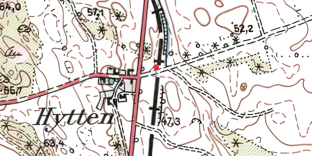 Historisk kort over Hytten Trinbræt 